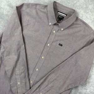 RVCA Button Down Shirt Men's L Purple Slim Fit‎ Long Sleeve Chambray Preppy